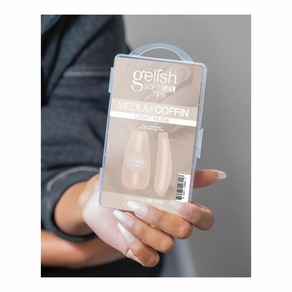 Gelish Soft Gel™ Tips - Light Nude Medium Cofffin 120CT