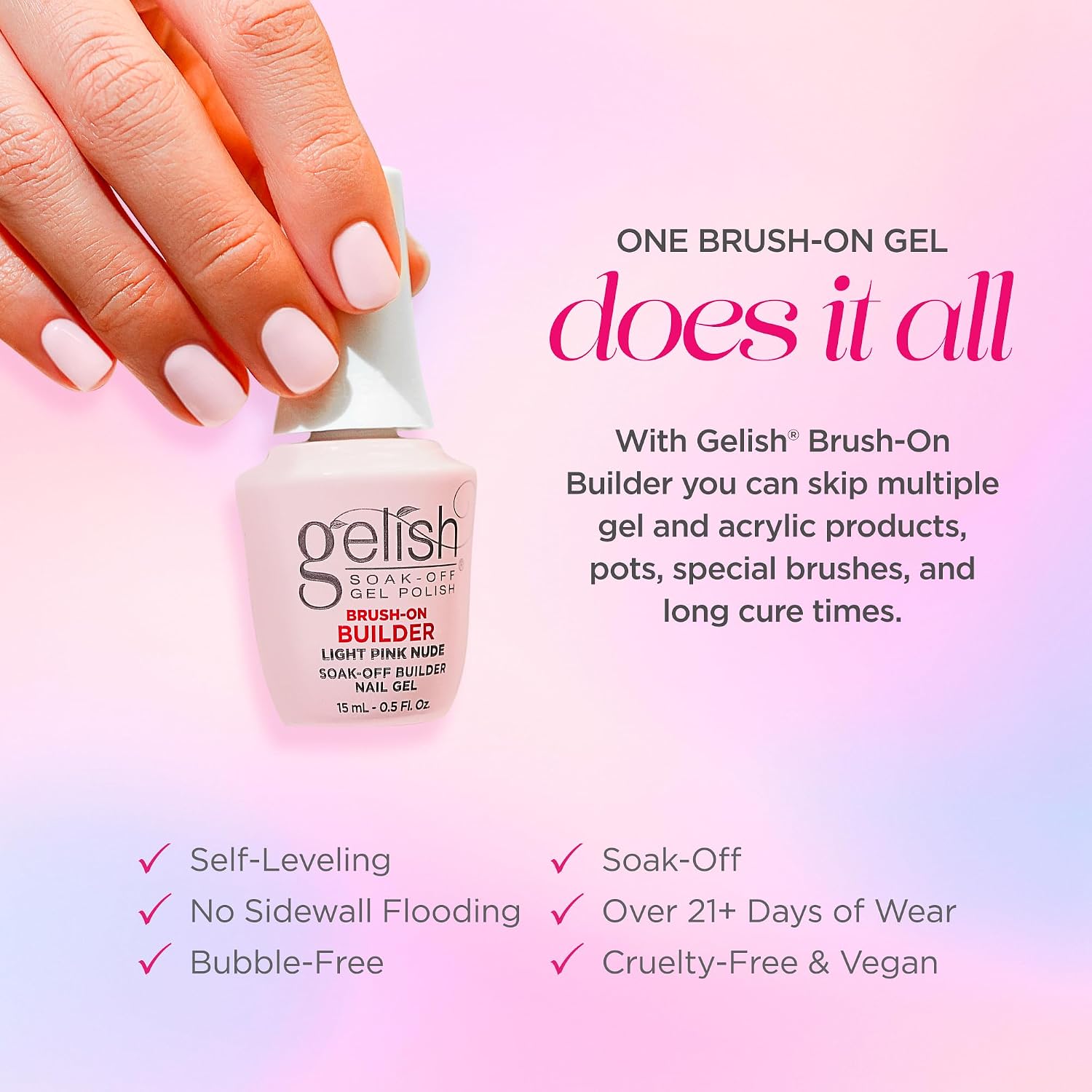 Gelish Brush-On Builder Light Peachy Nude, 0.5 oz
