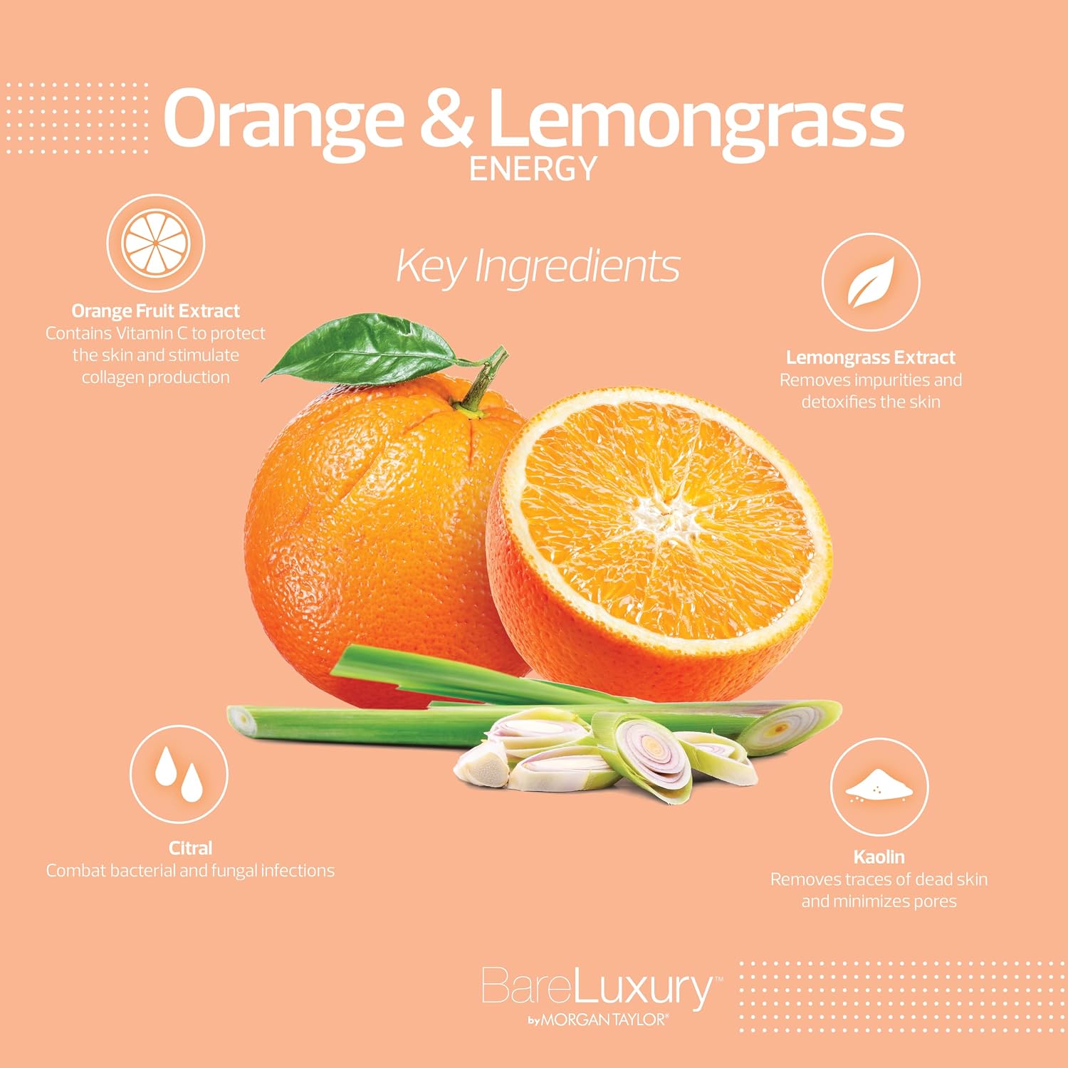 Morgan Taylor BareLuxury Energy Orange & Lemongrass Lotion, 8 oz.