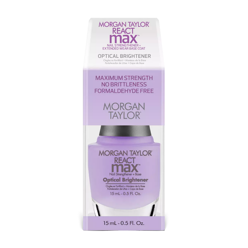 Morgan Taylor REACTmax Optical Brightener Nail Strengthener and Extended Wear Base Coat, 0.5 oz.