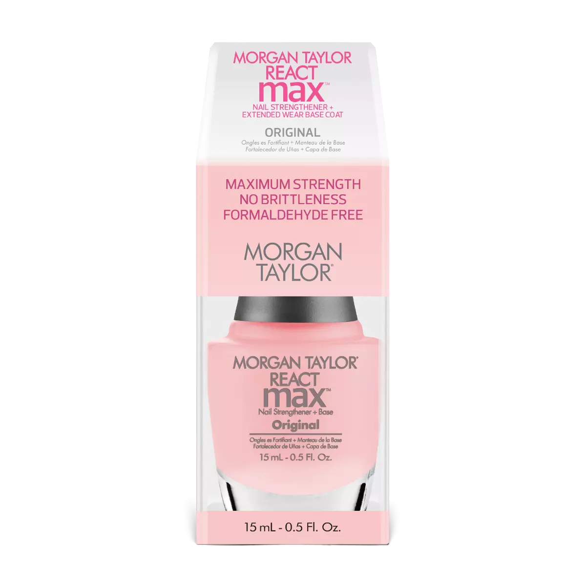 Morgan Taylor REACTmax Original Nail Strengthener and Extended Wear Base Coat, 0.5 oz.