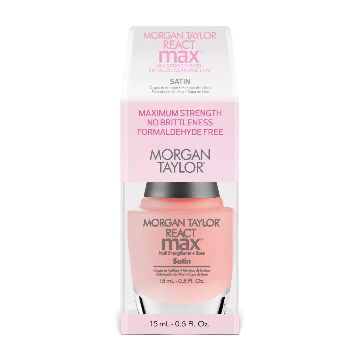 Morgan Taylor REACTmax Satin Nail Strengthener and Extended Wear Base Coat, 0.5 oz.